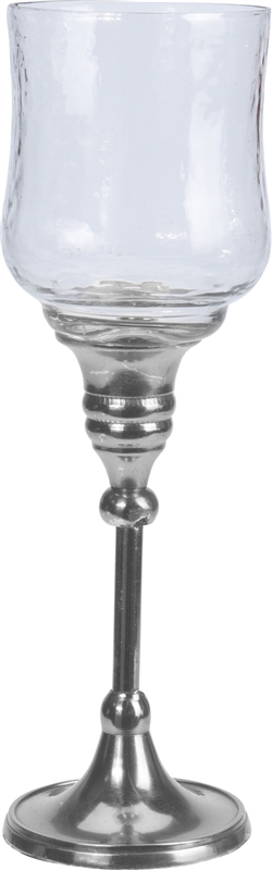 Glass Candle Holder with Silver Stand - small