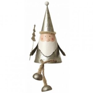 Metal Silver Sitting Santa