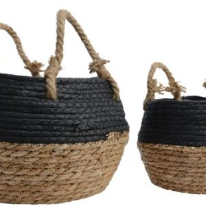 Natural & Black Grass Basket
