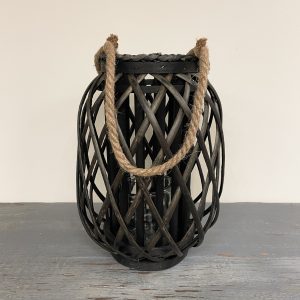 Black Rattan Lantern 50cm