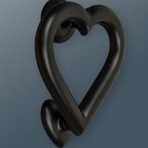 Brass Bee Heart Door Knocker Black