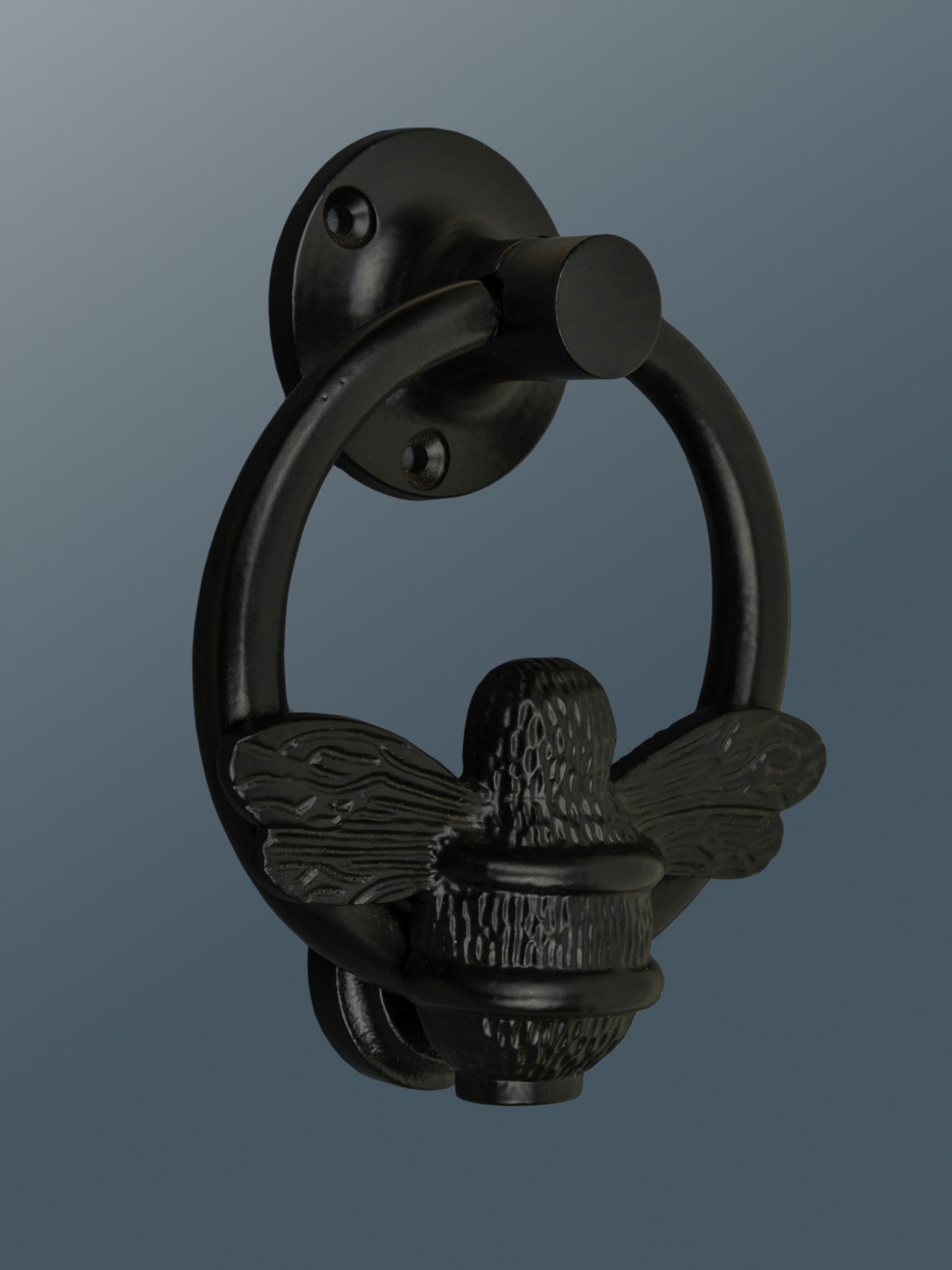 Brass Bee Ring Door Knocker Black