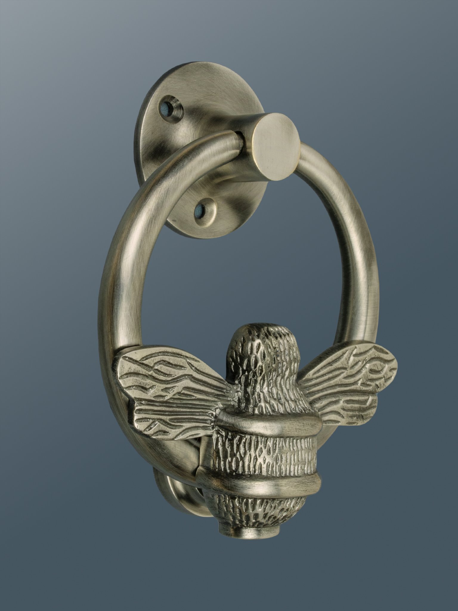 Brass Bee Ring Door Knocker Pewter