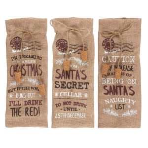 Jute Xmas Bottle Bag
