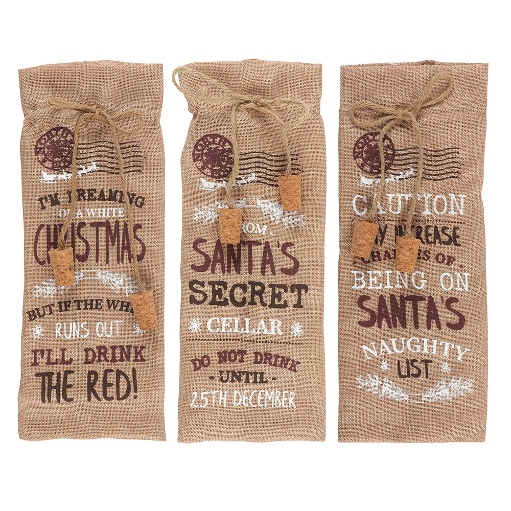 Jute Xmas Bottle Bag