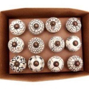 Gold & White Ceramic Knob