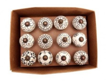 Gold & White Ceramic Knob